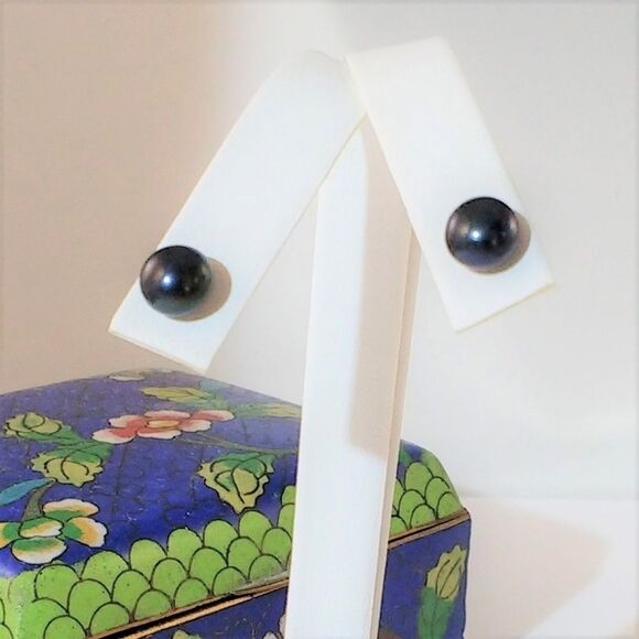 Freshwater Peacock Pearl Post Earrings Sterling Silver - Picture 2 of 3